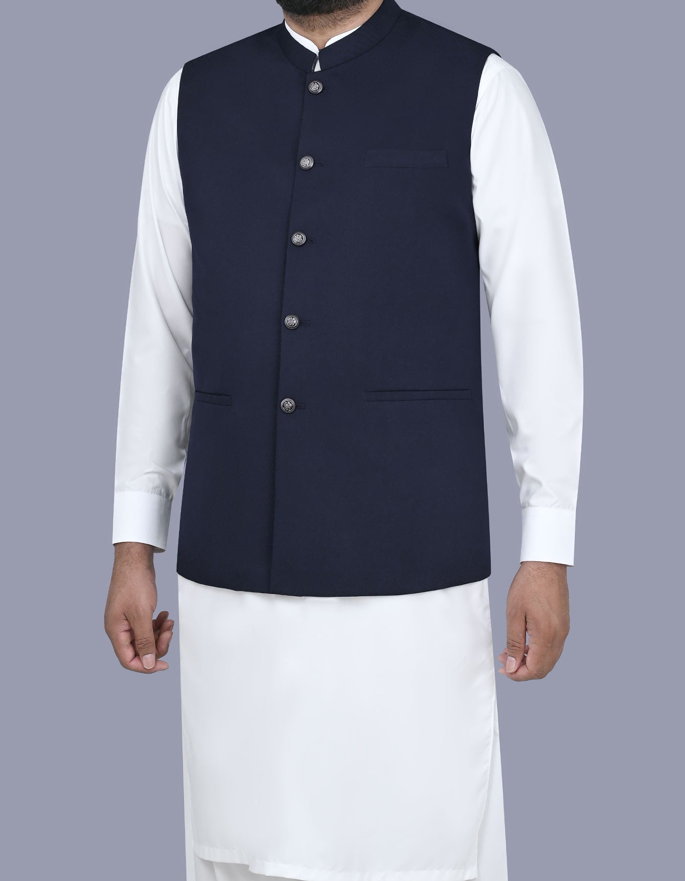 Navy Plain Waist Coat WC2501-5C-38