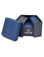 Blue Dotted Cufflink Tie Set