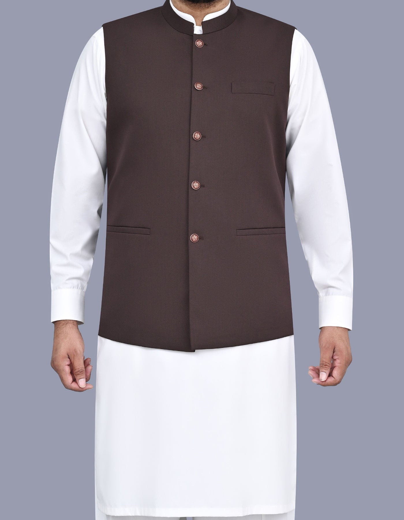 Chocolate Plain Waist Coat WC2521-2S-34