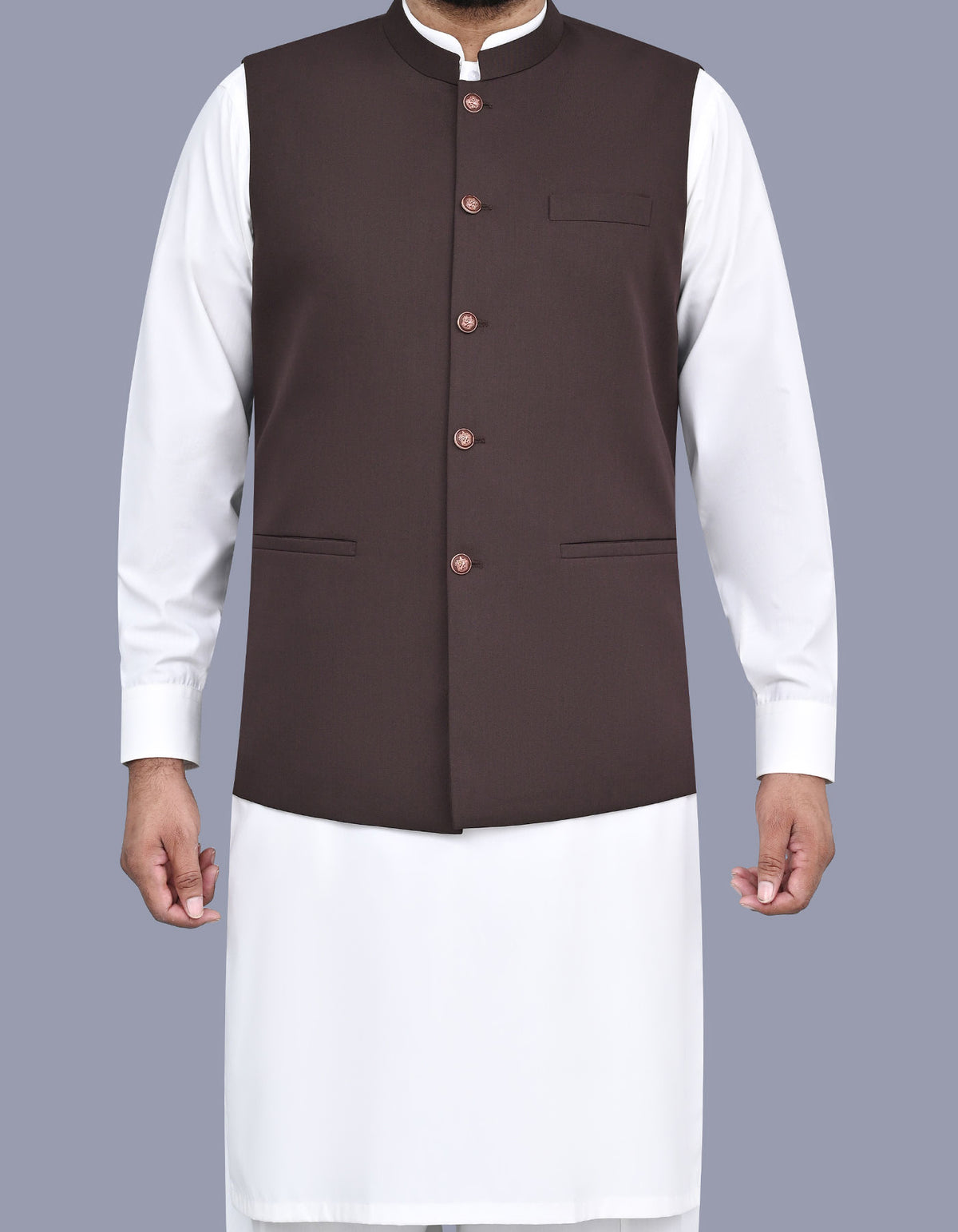 Chocolate Plain Waist Coat WC2521-2S-34