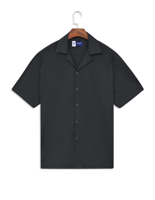 Black Plain Resort Collar Shirt
