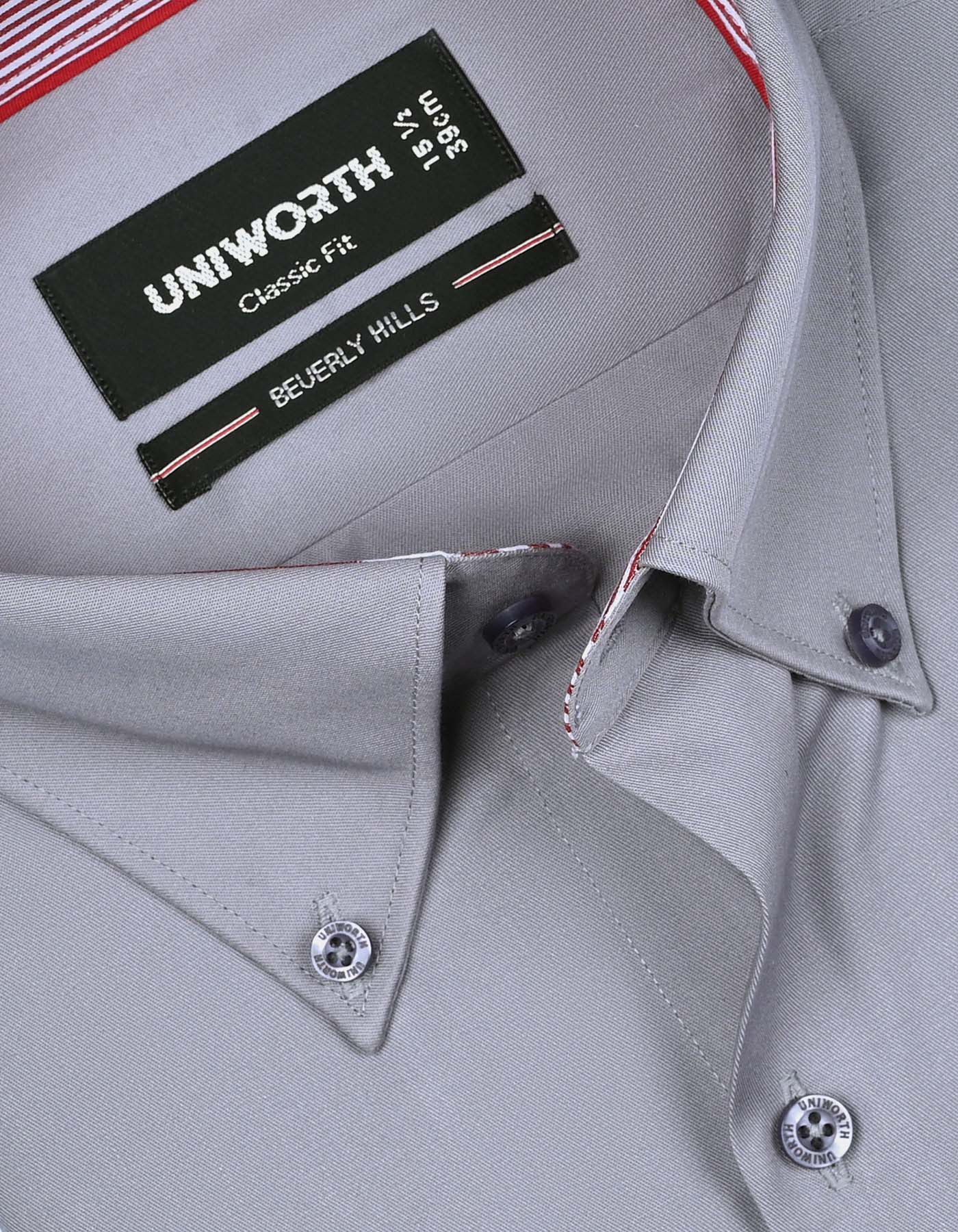 Plain Grey Classic Fit Shirt FS1409-2RF-15