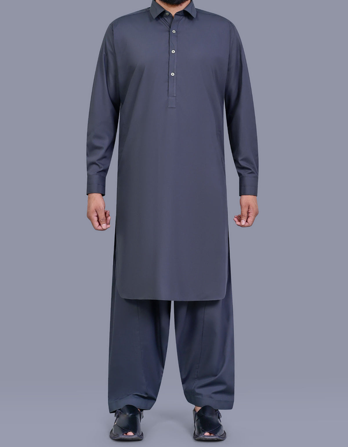 Grey Plain Kameez Shalwar KS2639R-XS