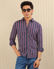 Blue Embriodery Stripe Casual Shirt CS2446R-M
