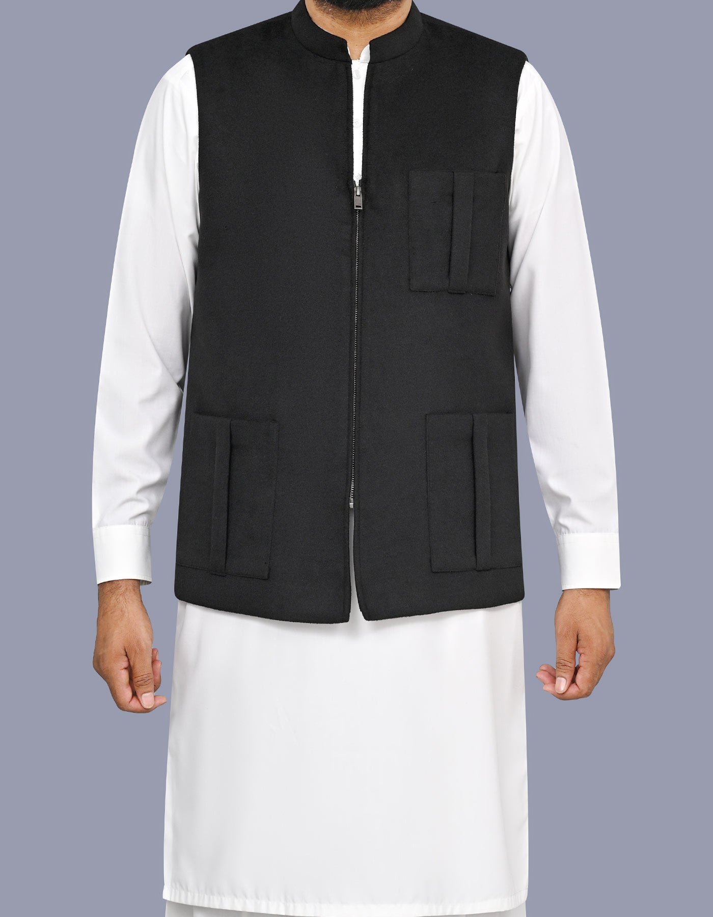 Black Plain Waist Coat WC2621C-34
