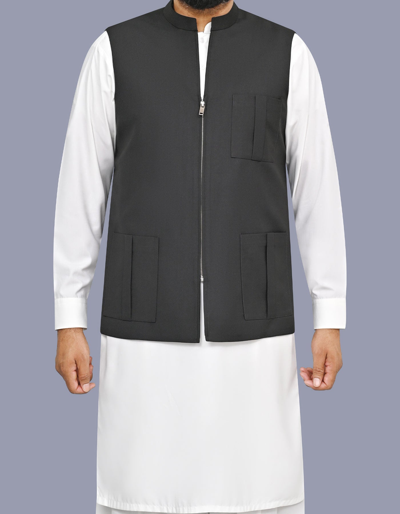 Black Plain Waist Coat WC2623S-34