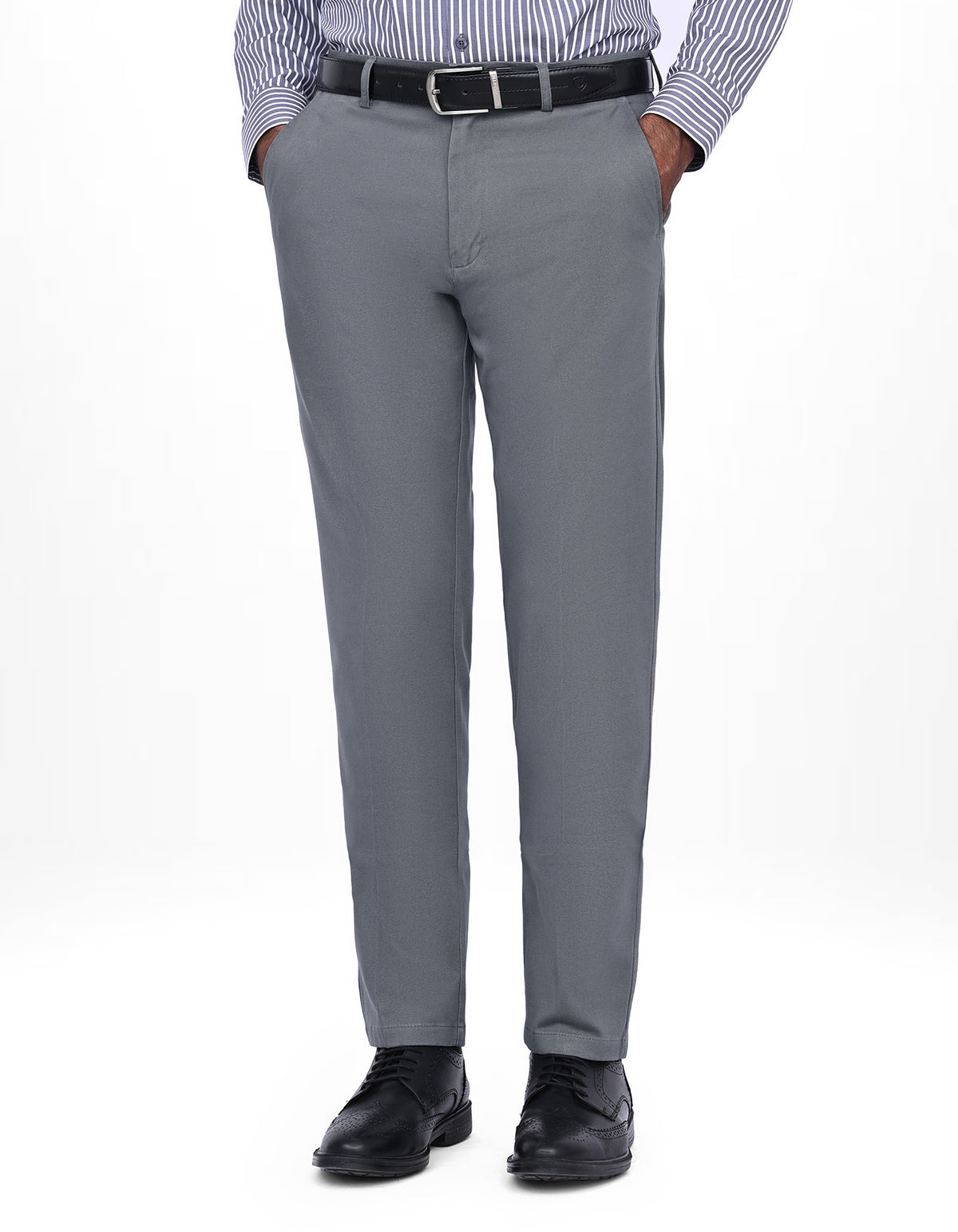 Grey Smart Fit Cotton Trouser FTC2531S-32