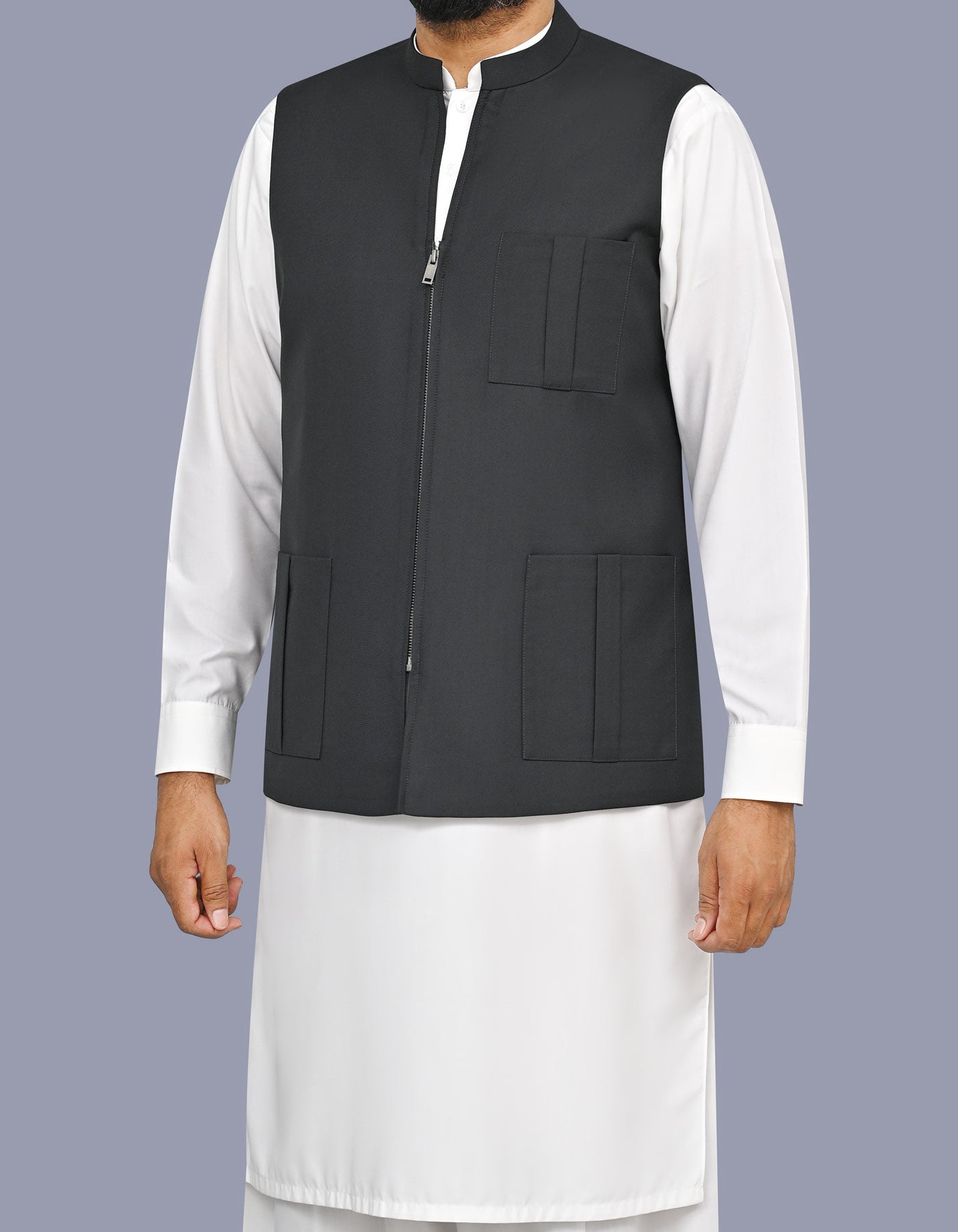 Black Plain Waist Coat WC2622S-38