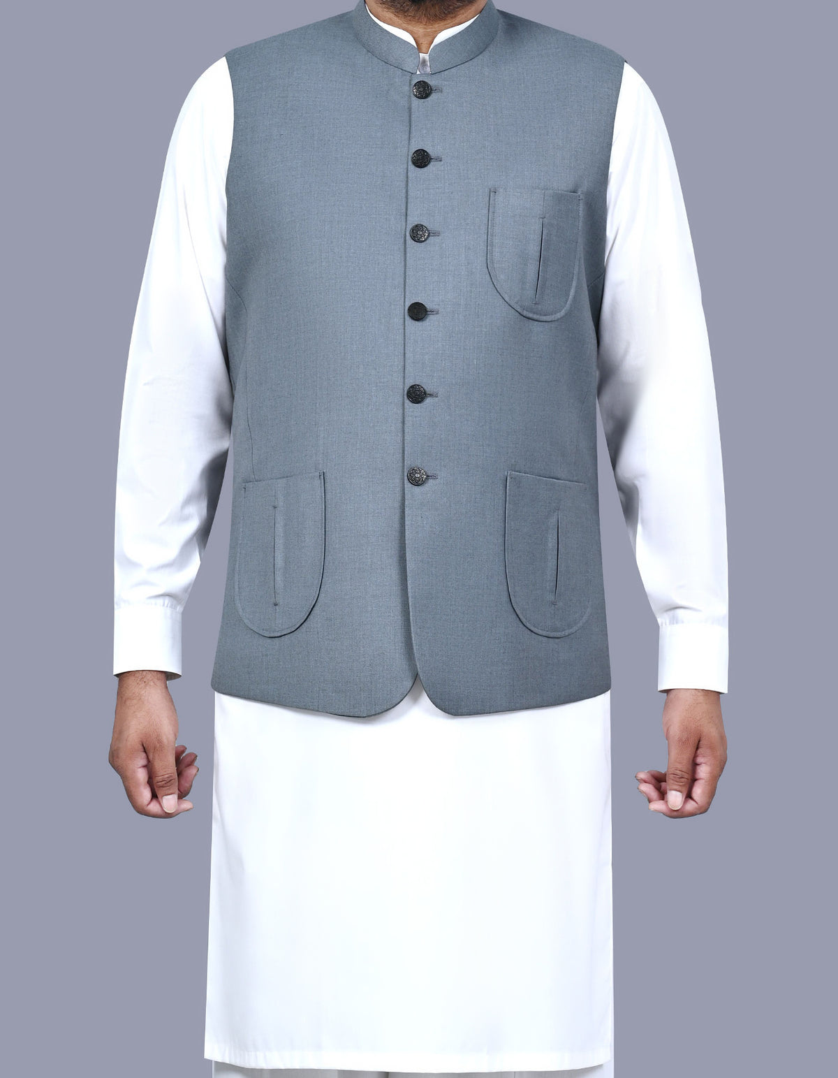 Grey Plain Waist Coat WC2517-5S-34