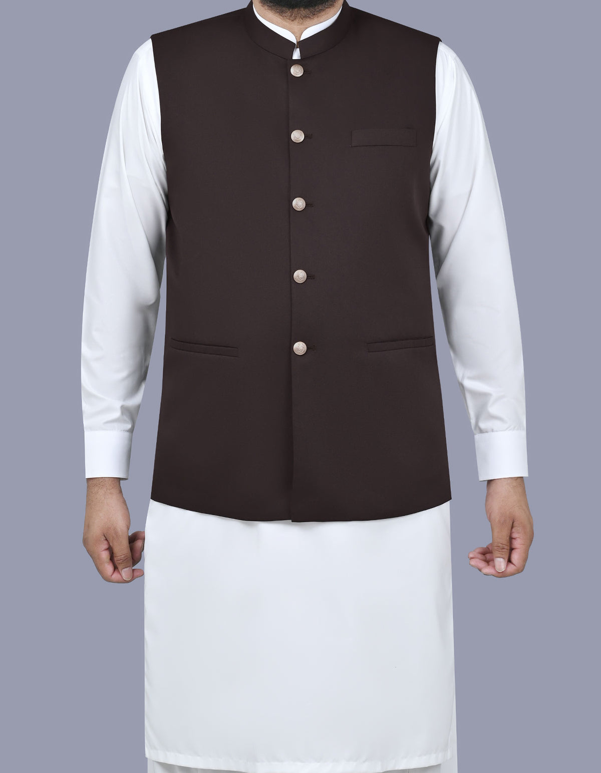 Chocolate Plain Waist Coat WC2502-5S-34