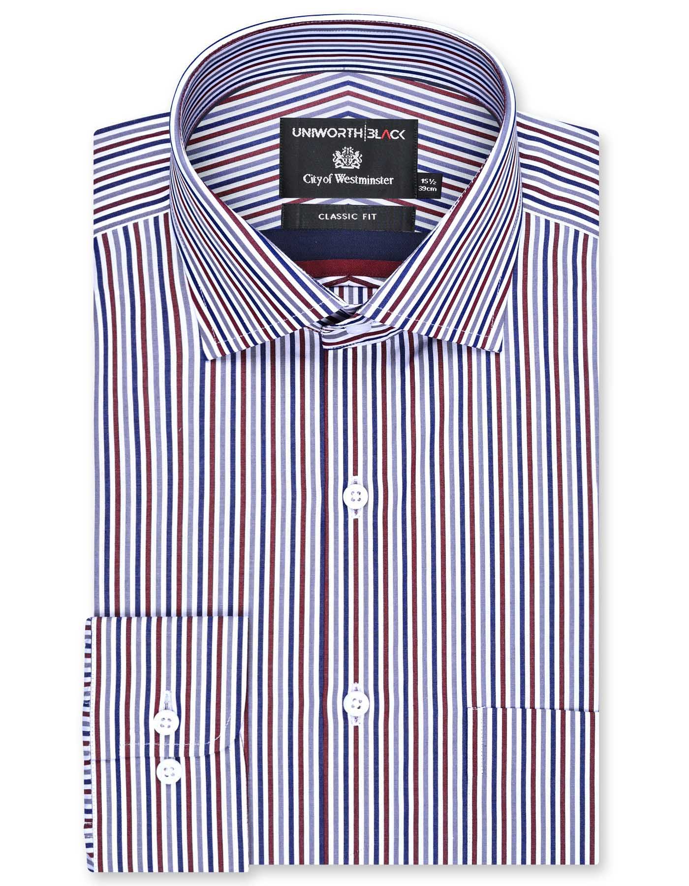 Stripe Maroon Classic Fit Shirt FS2878-2RF-14.5