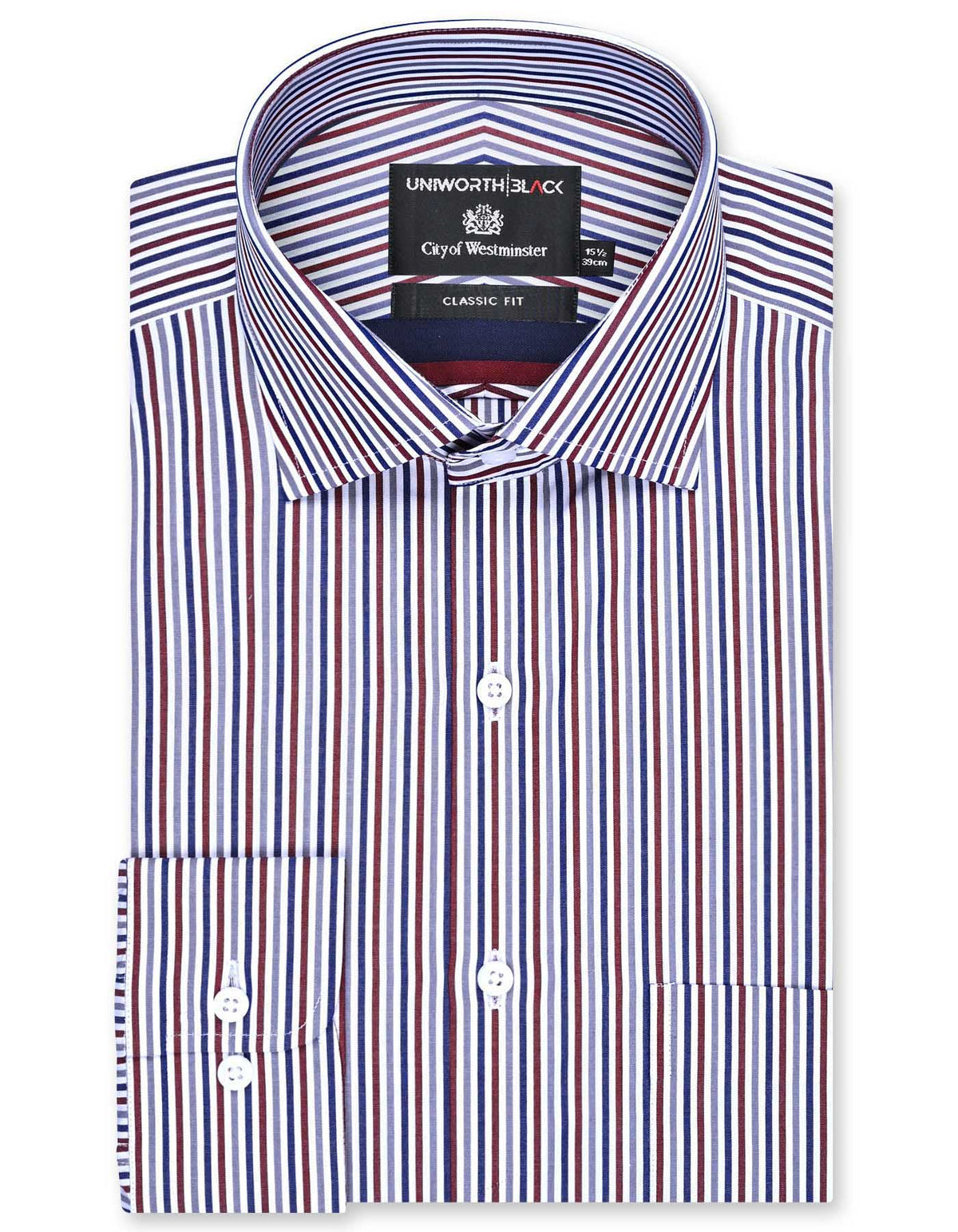 Stripe Maroon Classic Fit Shirt FS2878-2RF-14.5