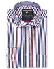 Stripe Maroon Classic Fit Shirt FS2878-2RF-14.5