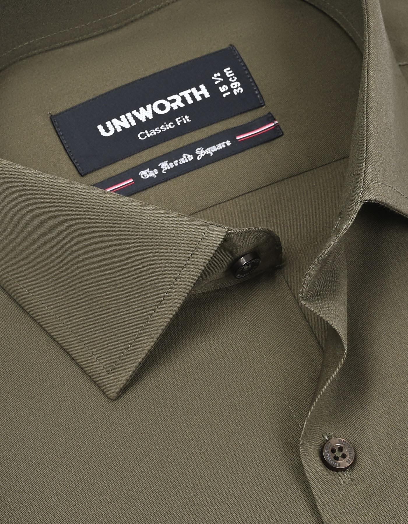 Plain Army Green Classic Fit Shirt FS1657-2RF-15