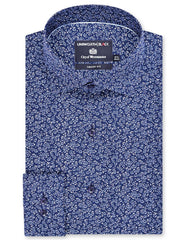 Printed Navy Tailored Smart Fit Shirt FS870-1SF-16