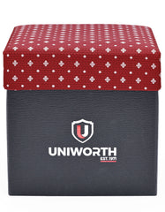 Maroon Geometric Cufflink Tie Set