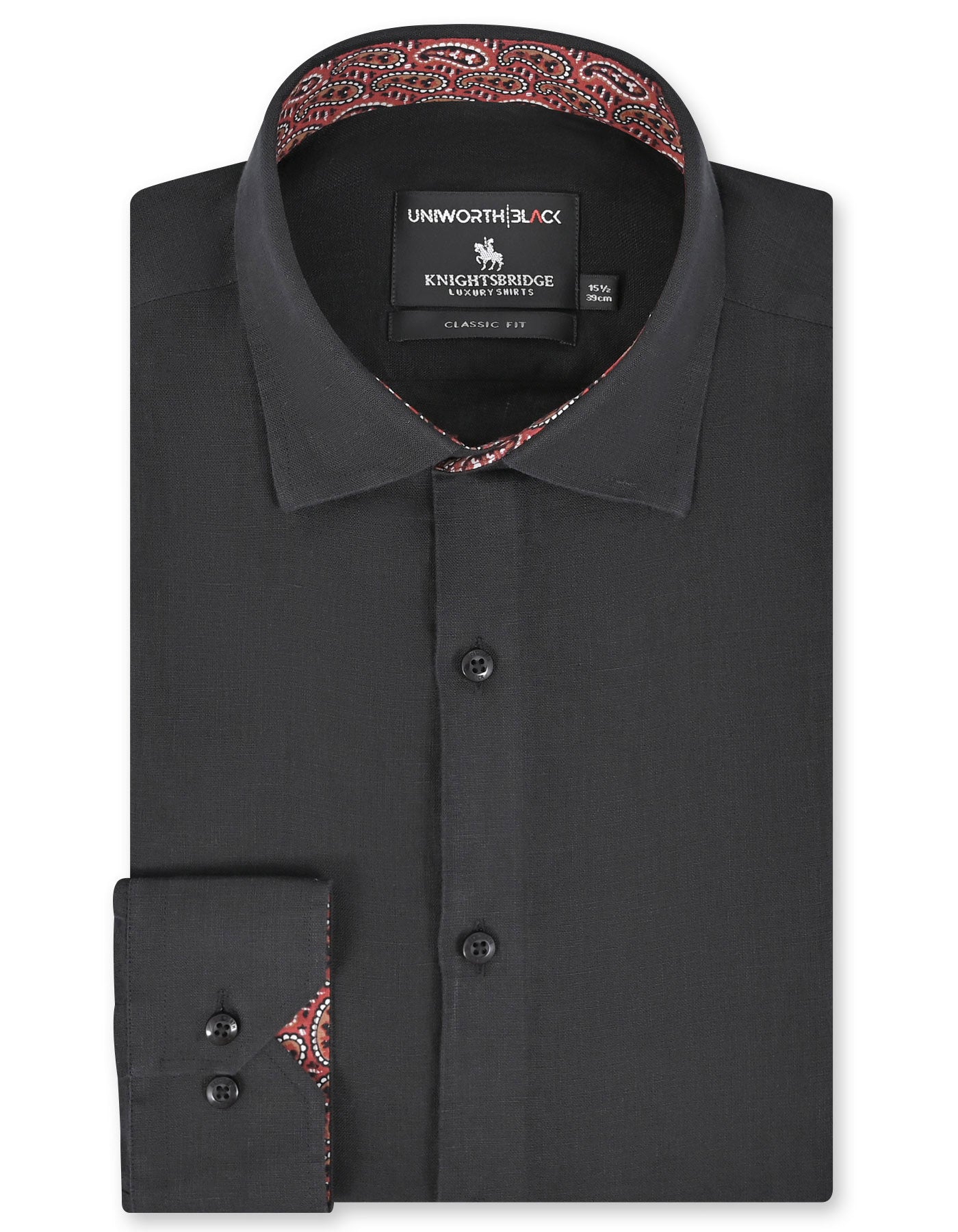 Plain Black Classic Fit Shirt FS2427-2RF-14.5