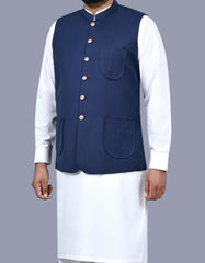 Blue Plain Waist Coat WC2517-1S-38