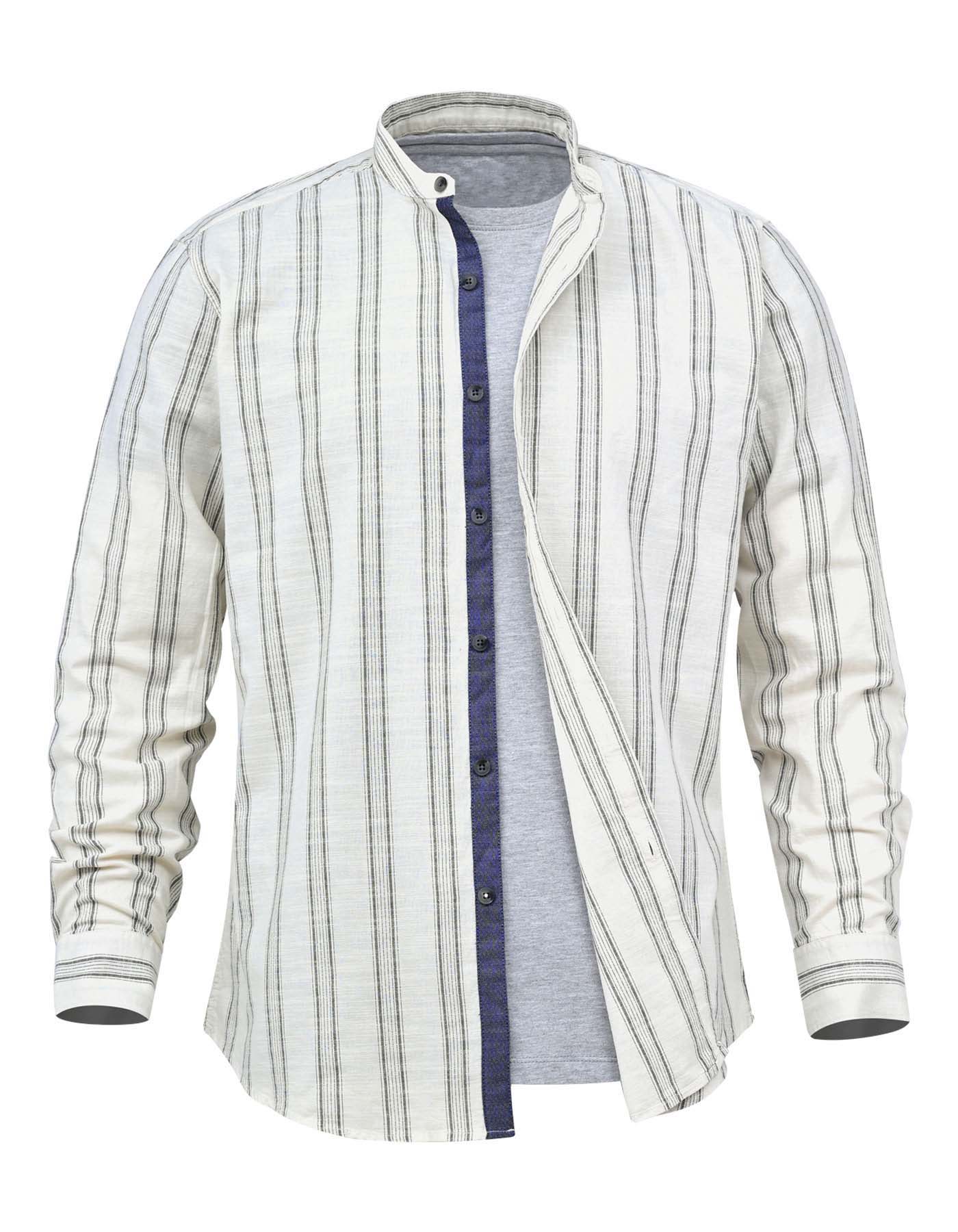 Off White Basic Stripe Casual Shirt CS2445R-XXL