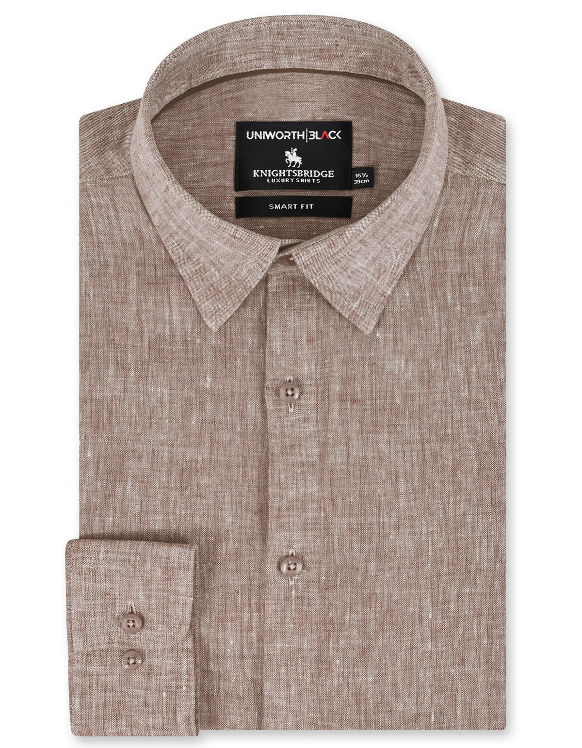 Plain L Brown Tailored Smart Fit Shirt FS2418-2SF-14.5