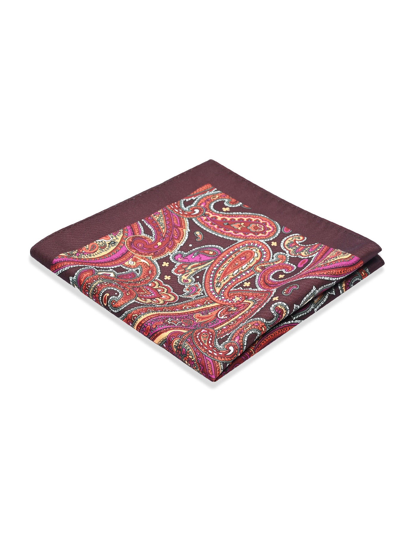 Rust Paisley Pocket Square