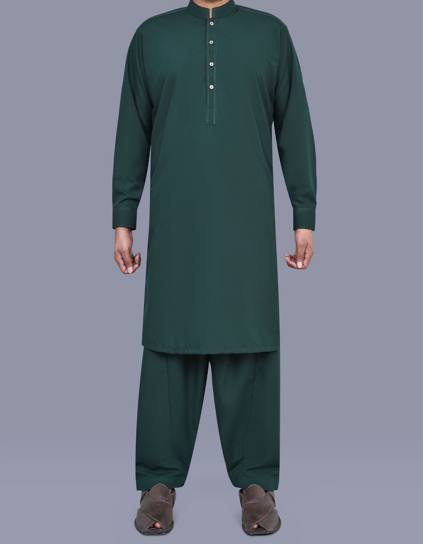 D Green Plain Kameez Shalwar KS2564R-XS