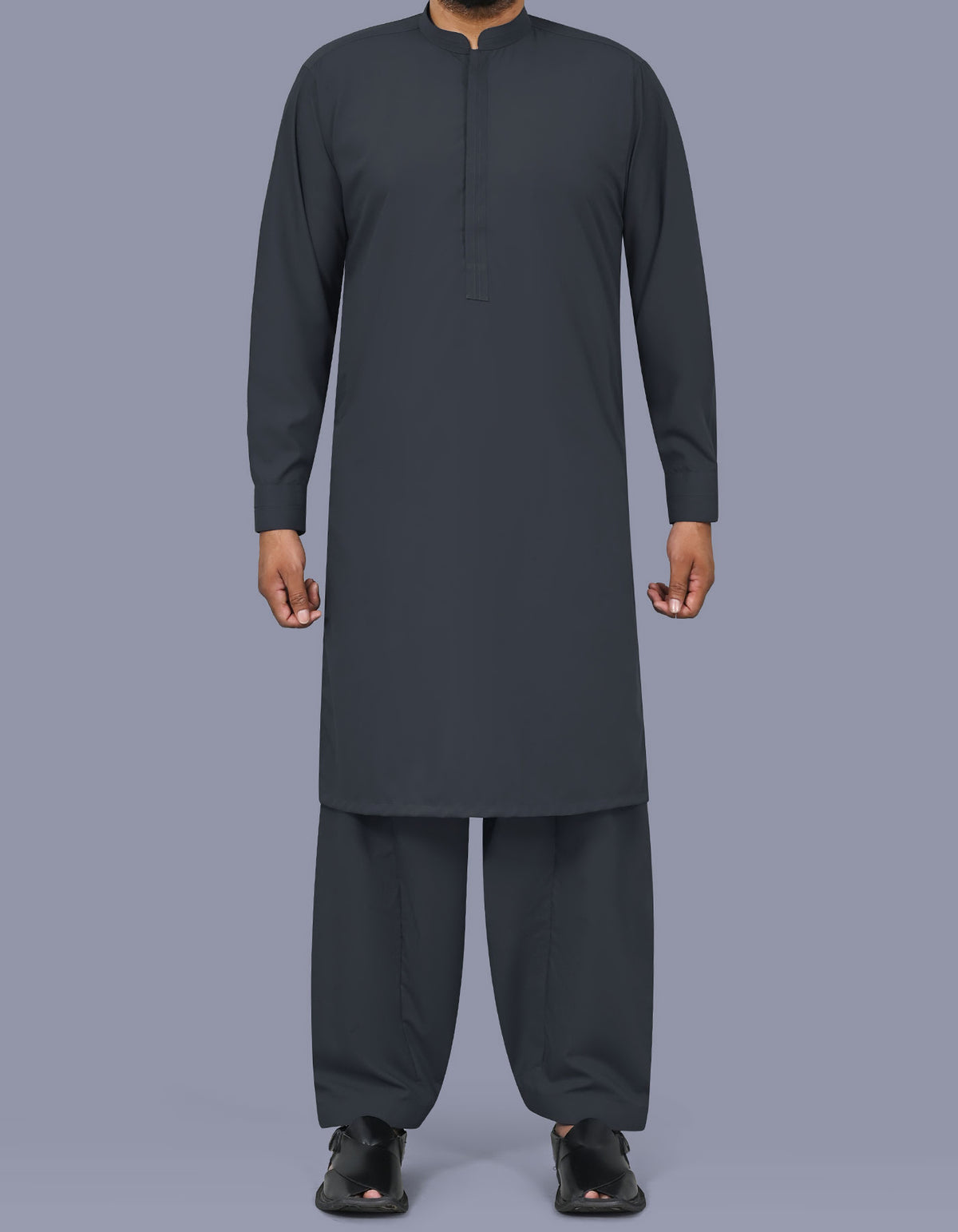 Charcoal Plain Kameez Shalwar KS26101R-XS