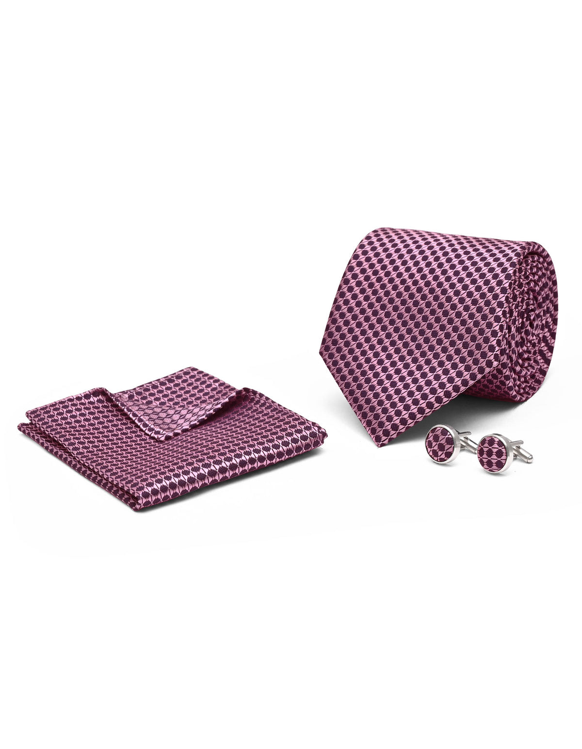 Lavendar Dotted Cufflink Tie Set