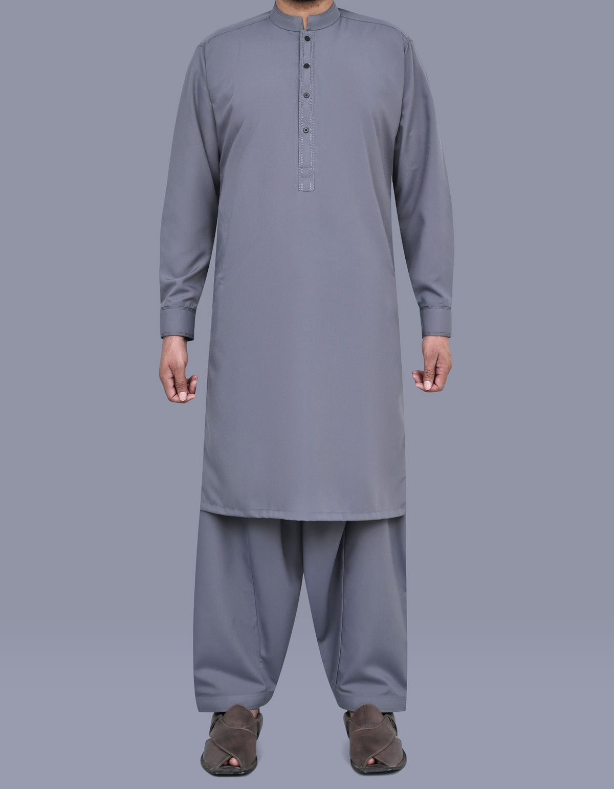 Grey Plain Kameez Shalwar KS2563S-XS