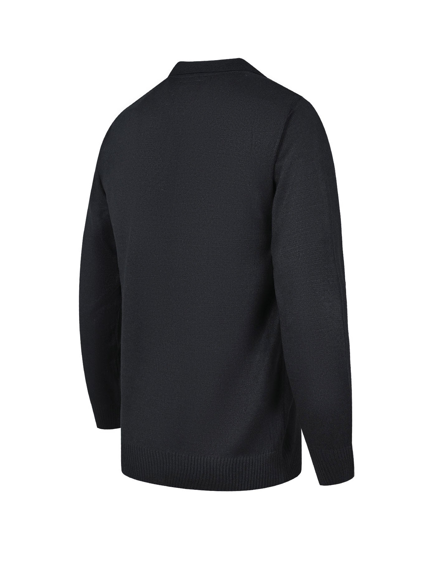 Black Plain Polo Collar Sweater