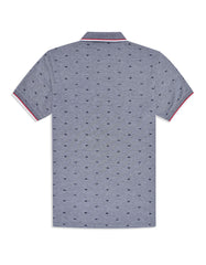 Navy Printed Pique Polo Shirt