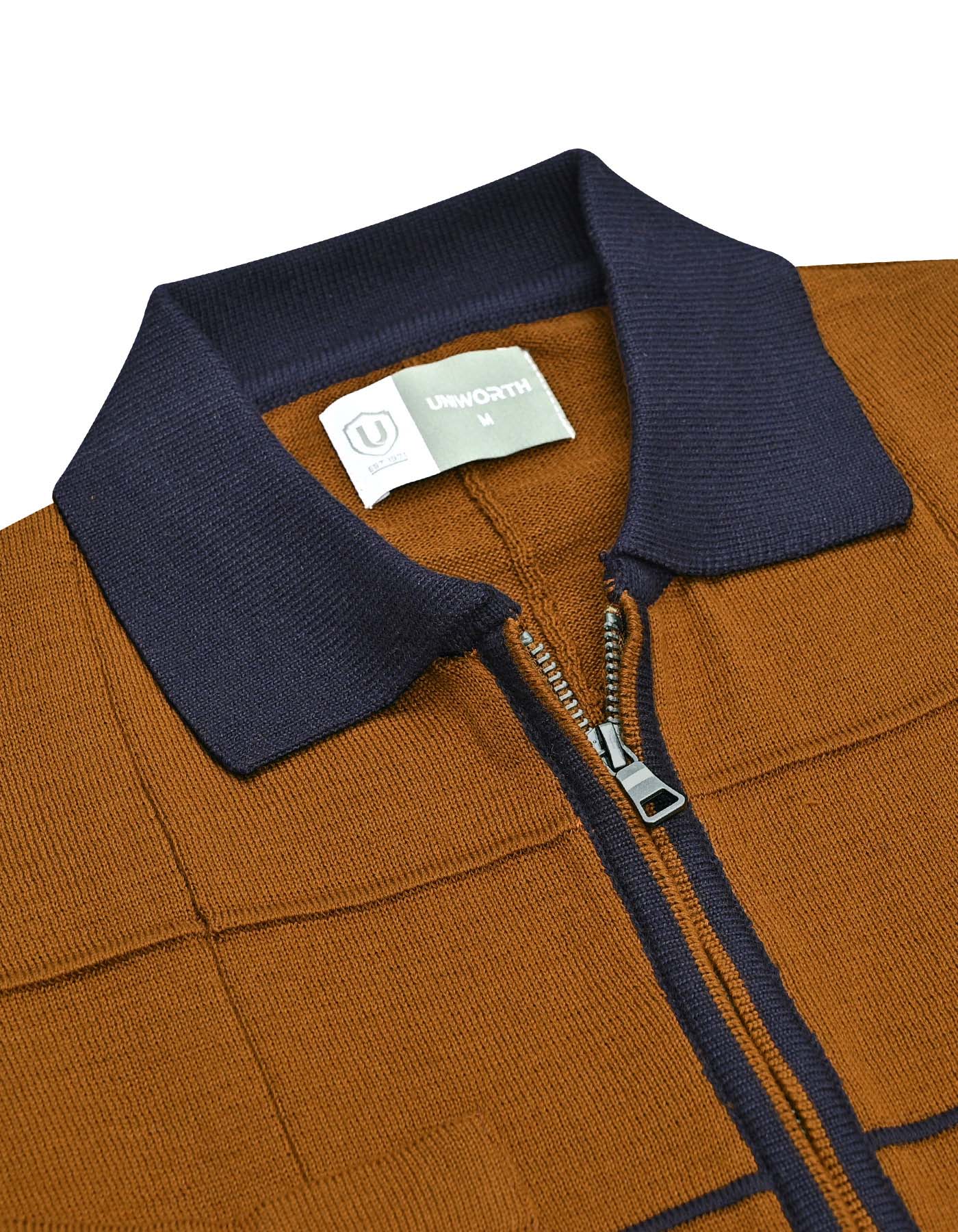 Brown Geometric Full Zipper STP2605-L