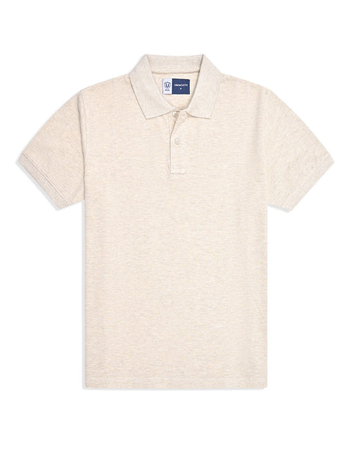 Oatmeal Melange Plain Pique Polo Shirt