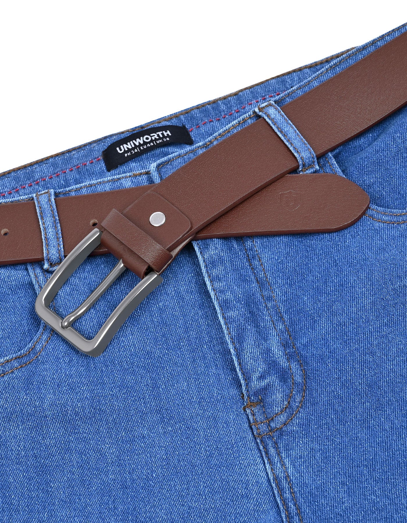 Casual Belt Pin Buckle Brown BTC2509 Uniworth Single Side BTC2509-36