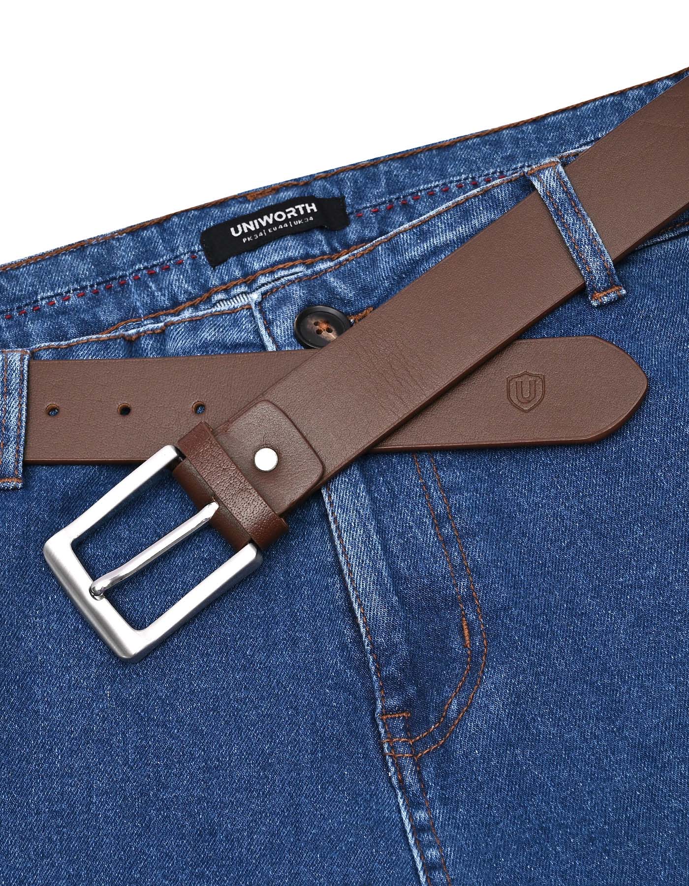 Casual Belt Pin Buckle Brown BTC2510 Uniworth Single Side BTC2510-36