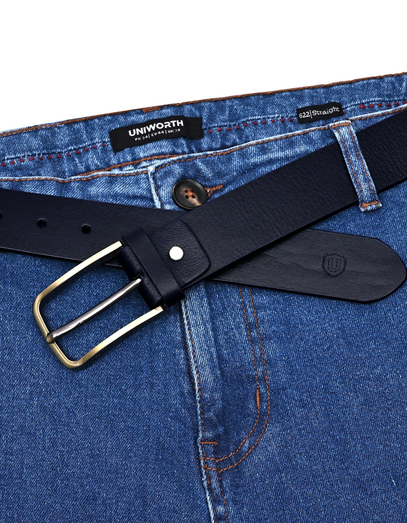 Casual Belt Pin Buckle Navy BTC2511 Uniworth Single Side BTC2511-36