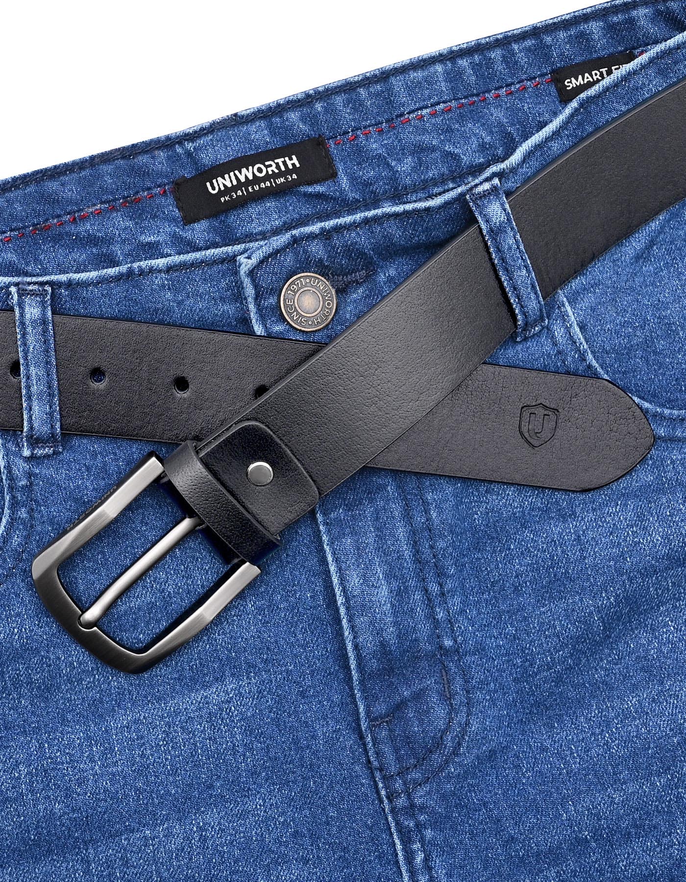 Casual Belt Pin Buckle Black BTC2600 Uniworth Single Side BTC2600-36