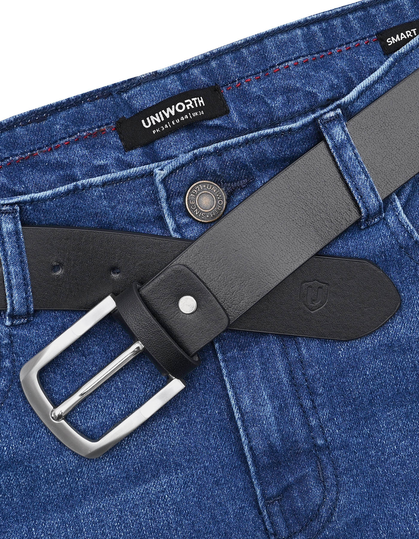 Casual Belt Pin Buckle Black BTC2601 Uniworth Single Side BTC2601-36