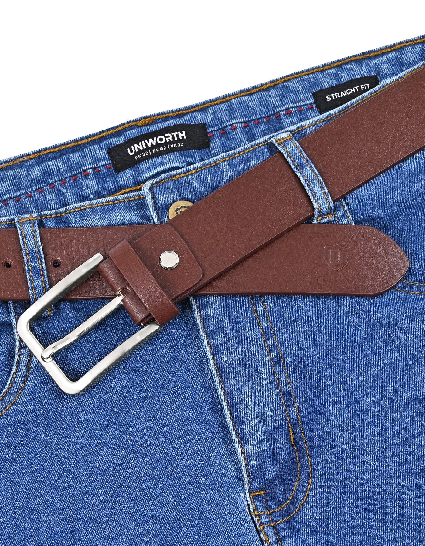 Casual Belt Pin Buckle Brown BTC2606 Uniworth Single Side BTC2606-38