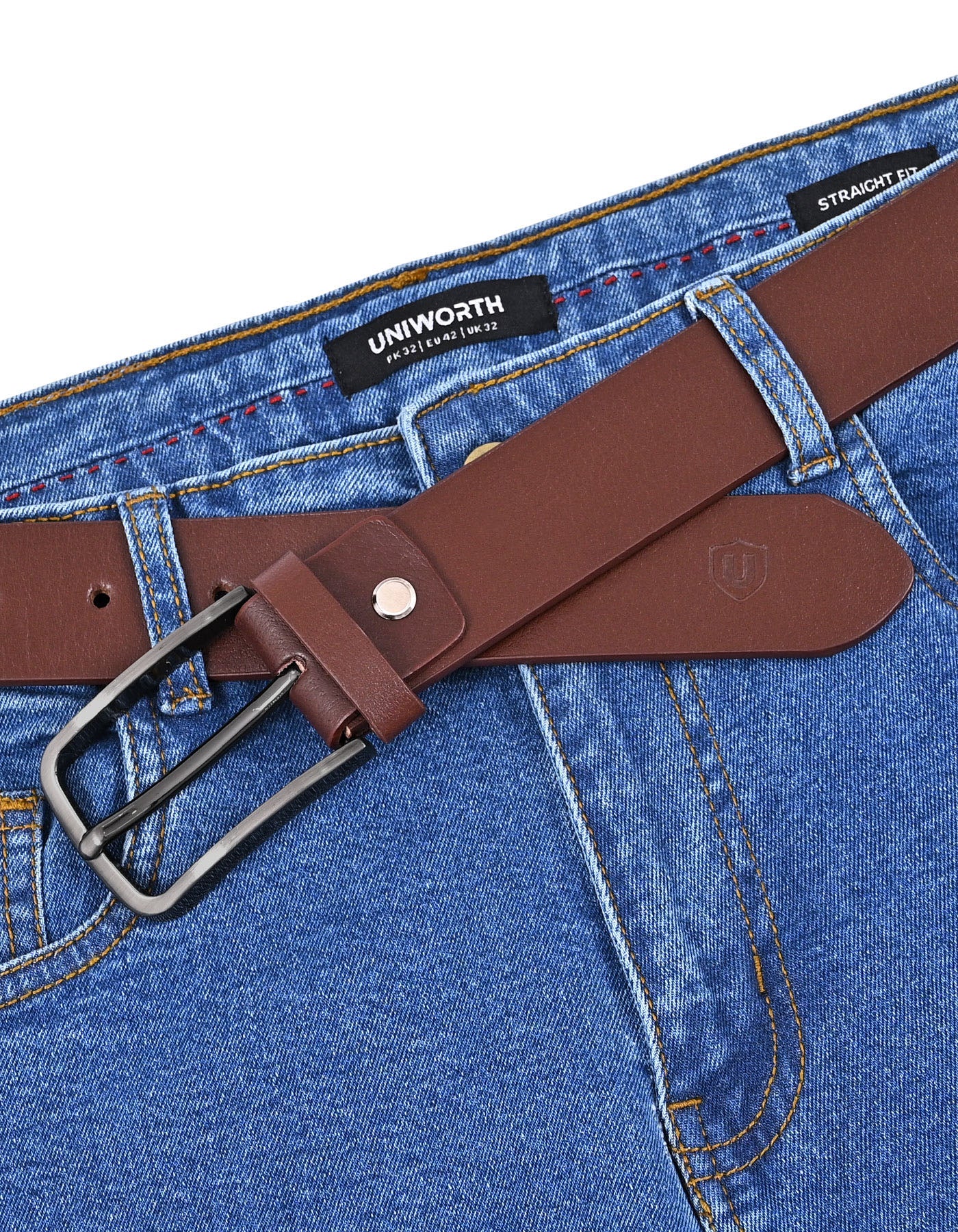 Casual Belt Pin Buckle Brown BTC2607 Uniworth Single Side BTC2607-38