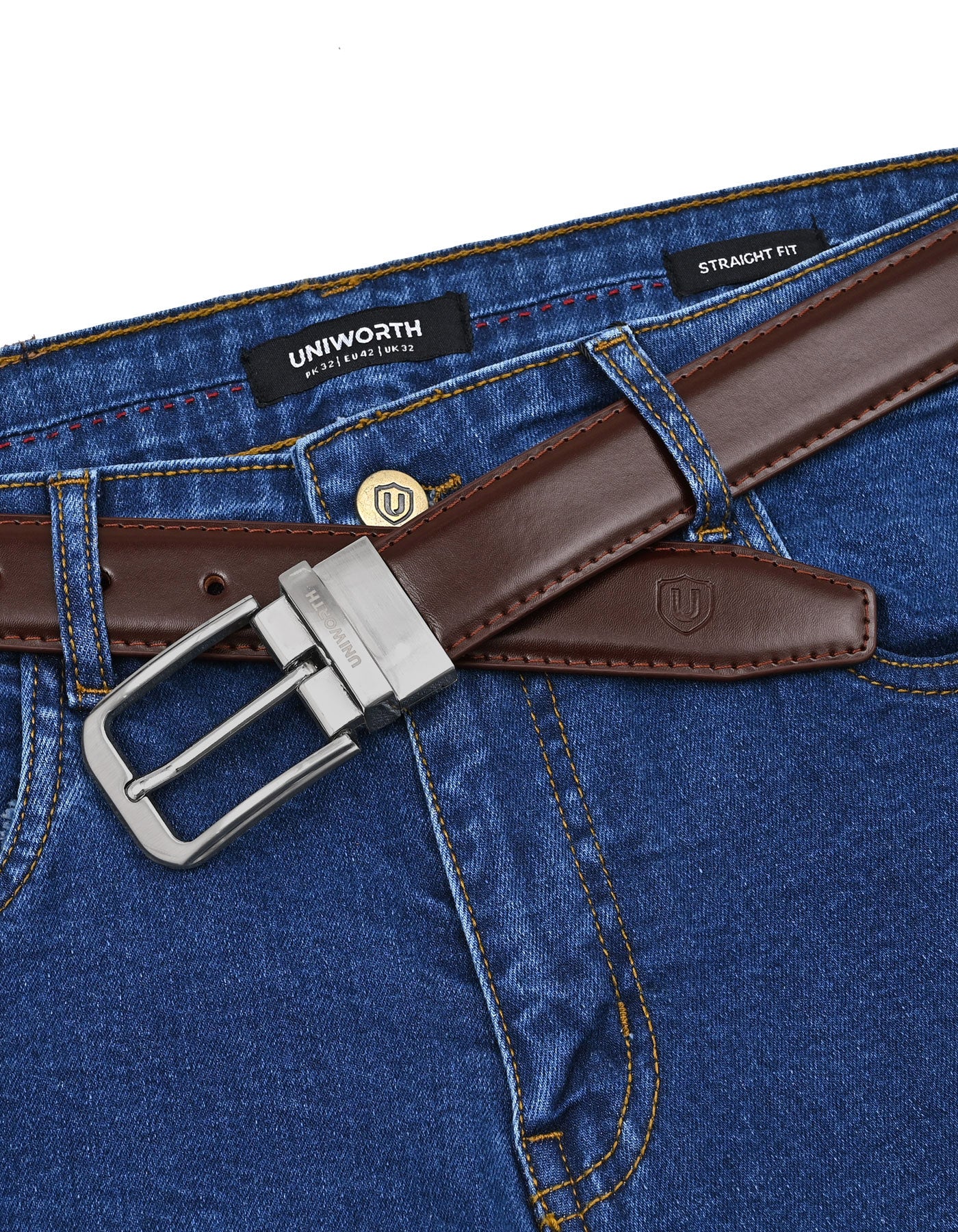 Formal Belt Pin Buckle Brown BTF2601 Uniworth Double Side BTF2601-38
