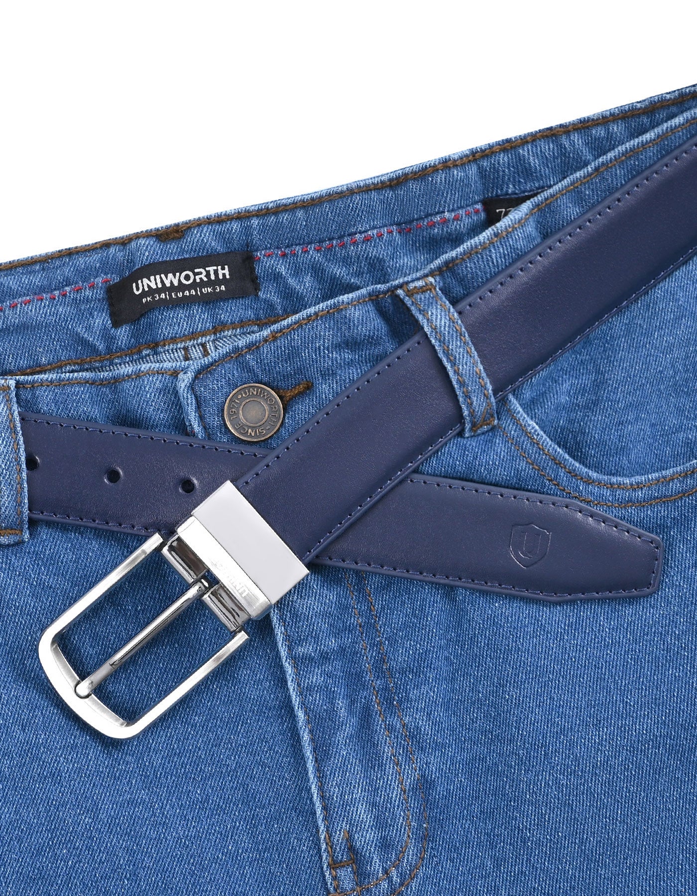 Formal Belt Premium Buckle Navy BTP2502 Uniworth Double Side BTP2502-36