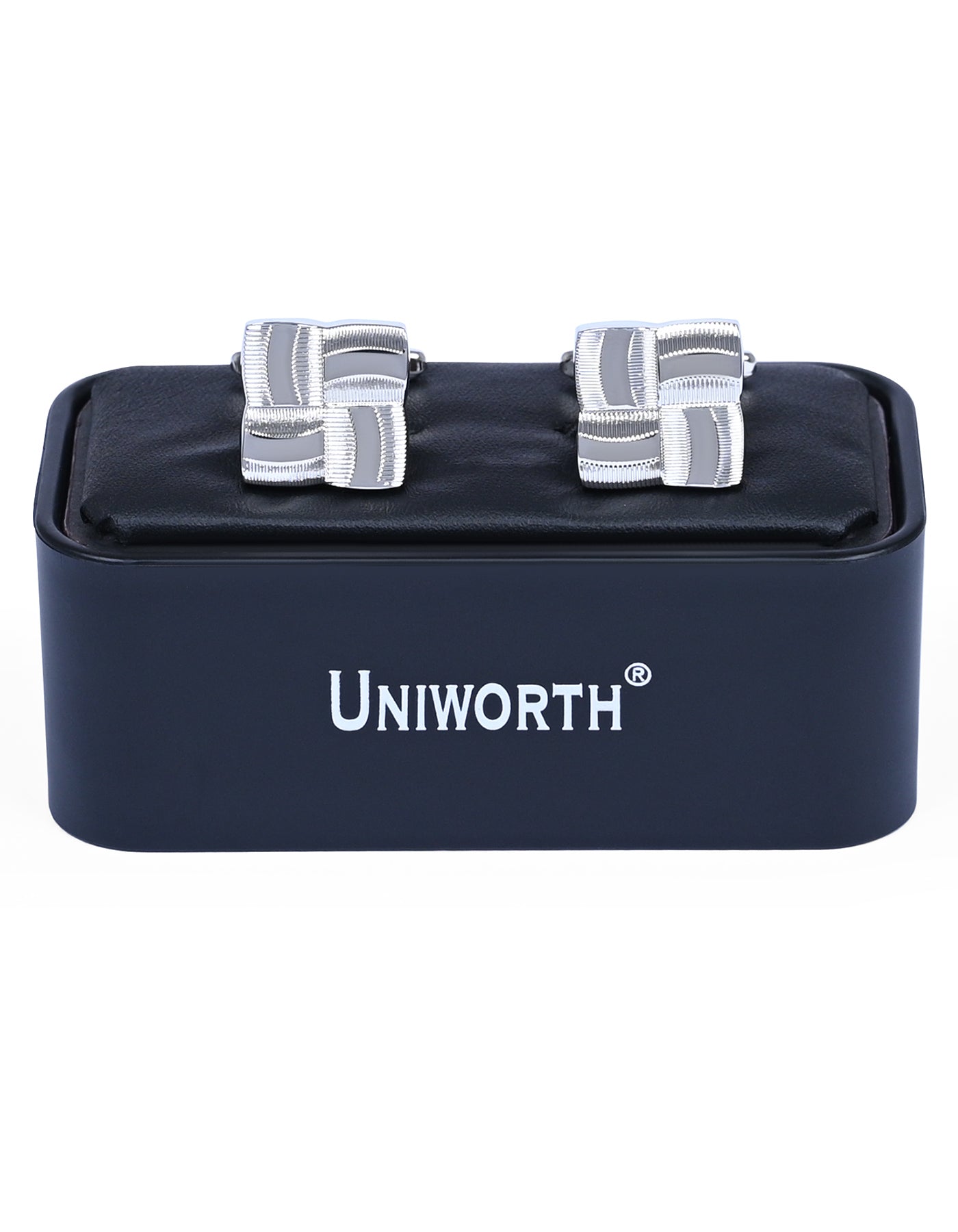 Silver Metal Texture Cufflink