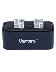 Silver Metal Texture Cufflink