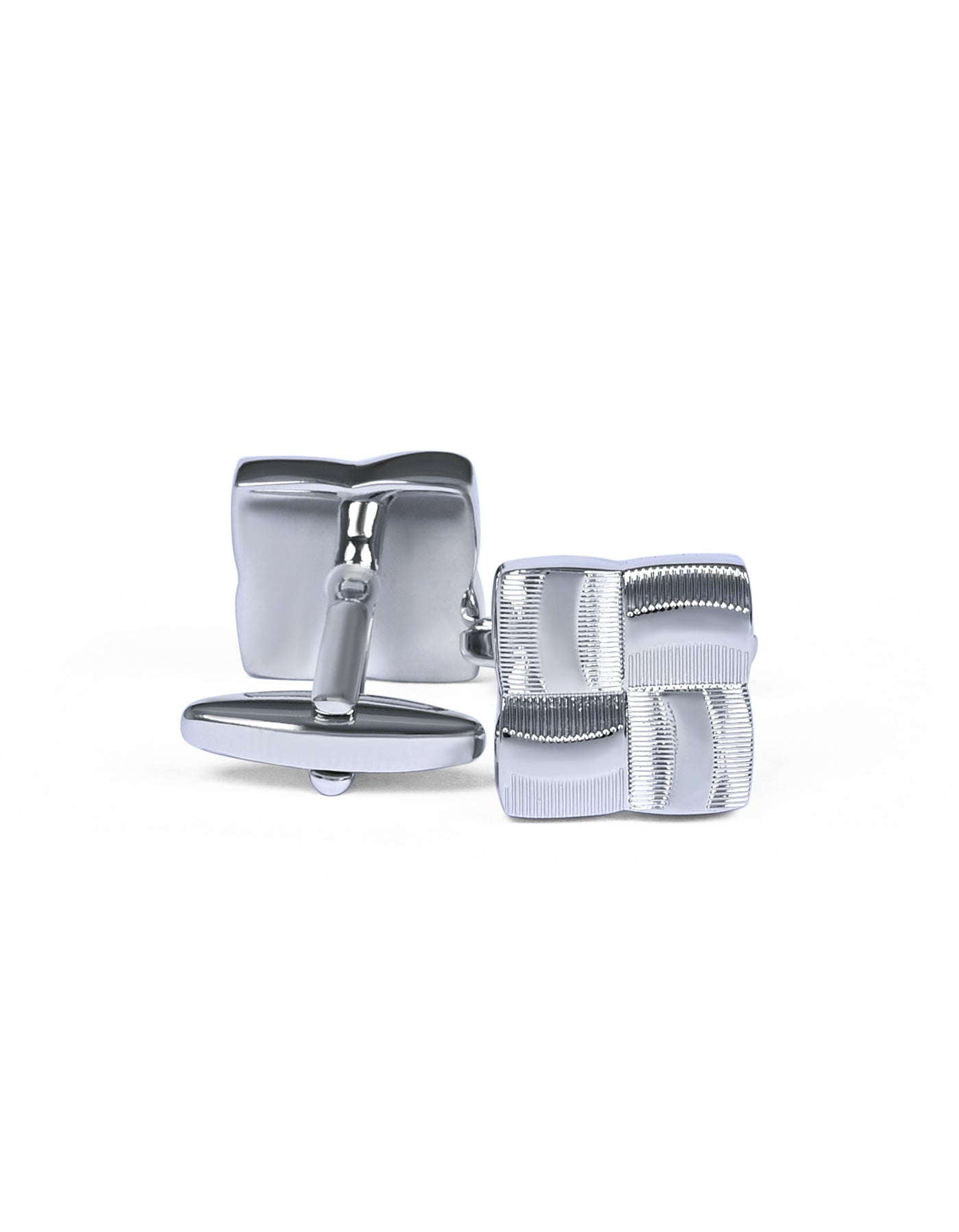 Silver Metal Texture Cufflink