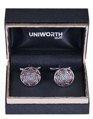Maroon Circle Cufflink