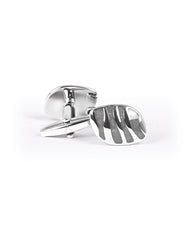 Silver/Beige Oval Cufflink