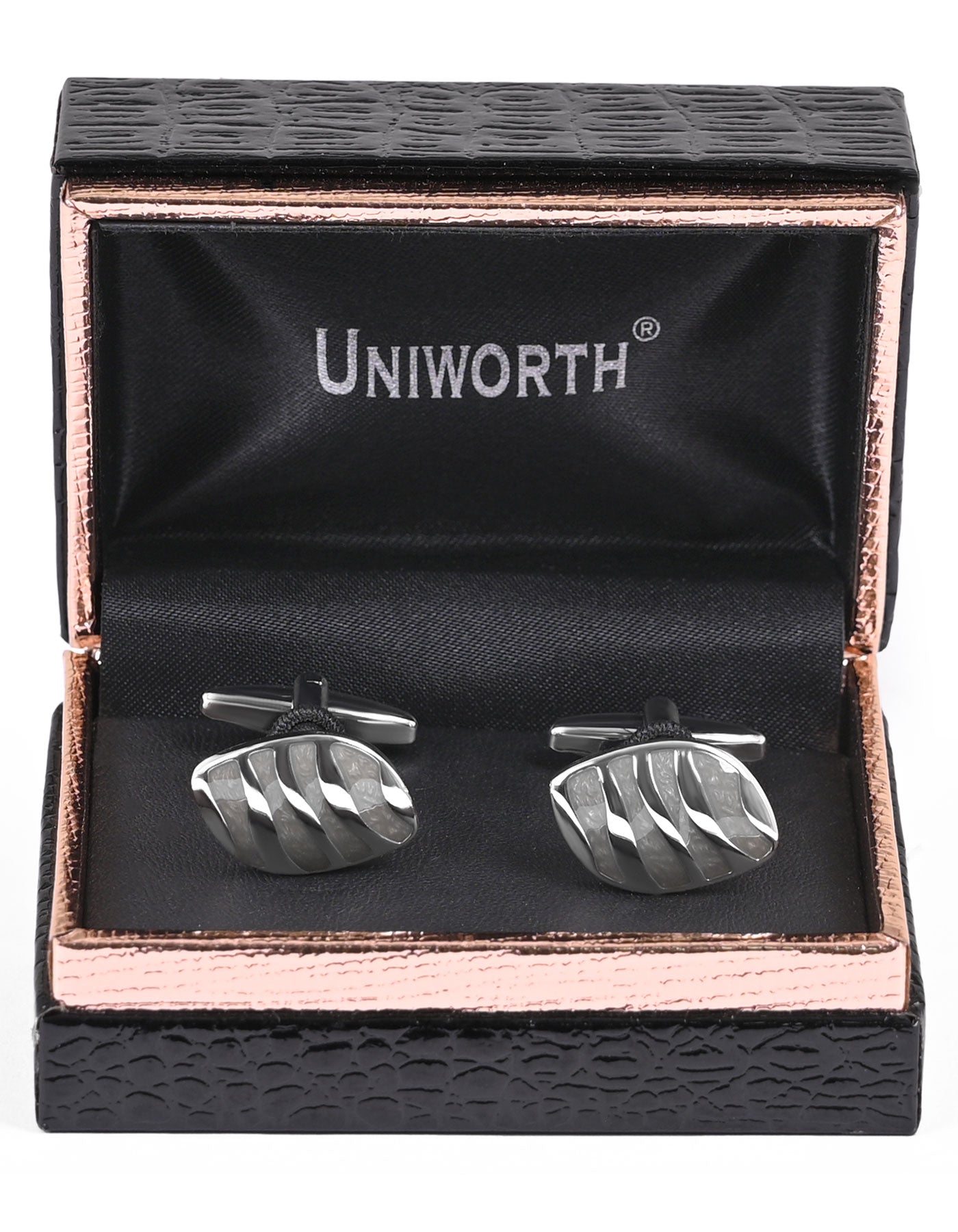 Silver/Beige Oval Cufflink