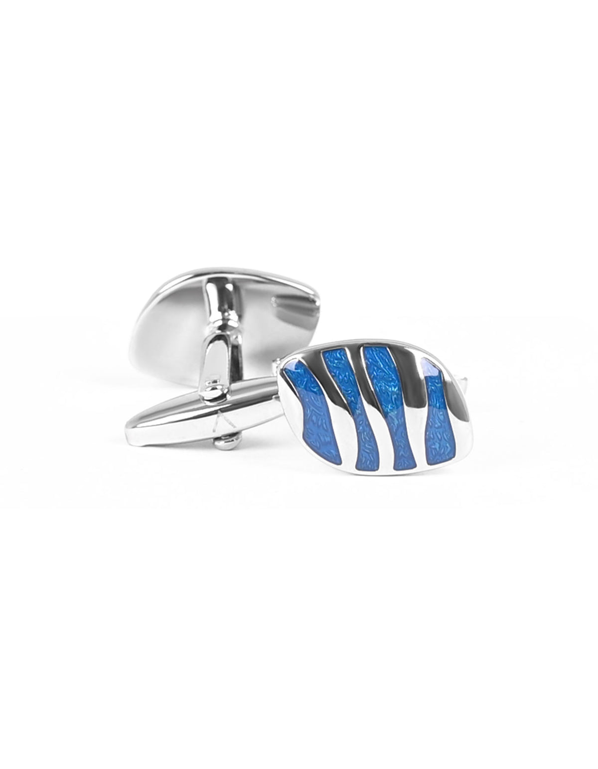Silver/Blue Oval Cufflink