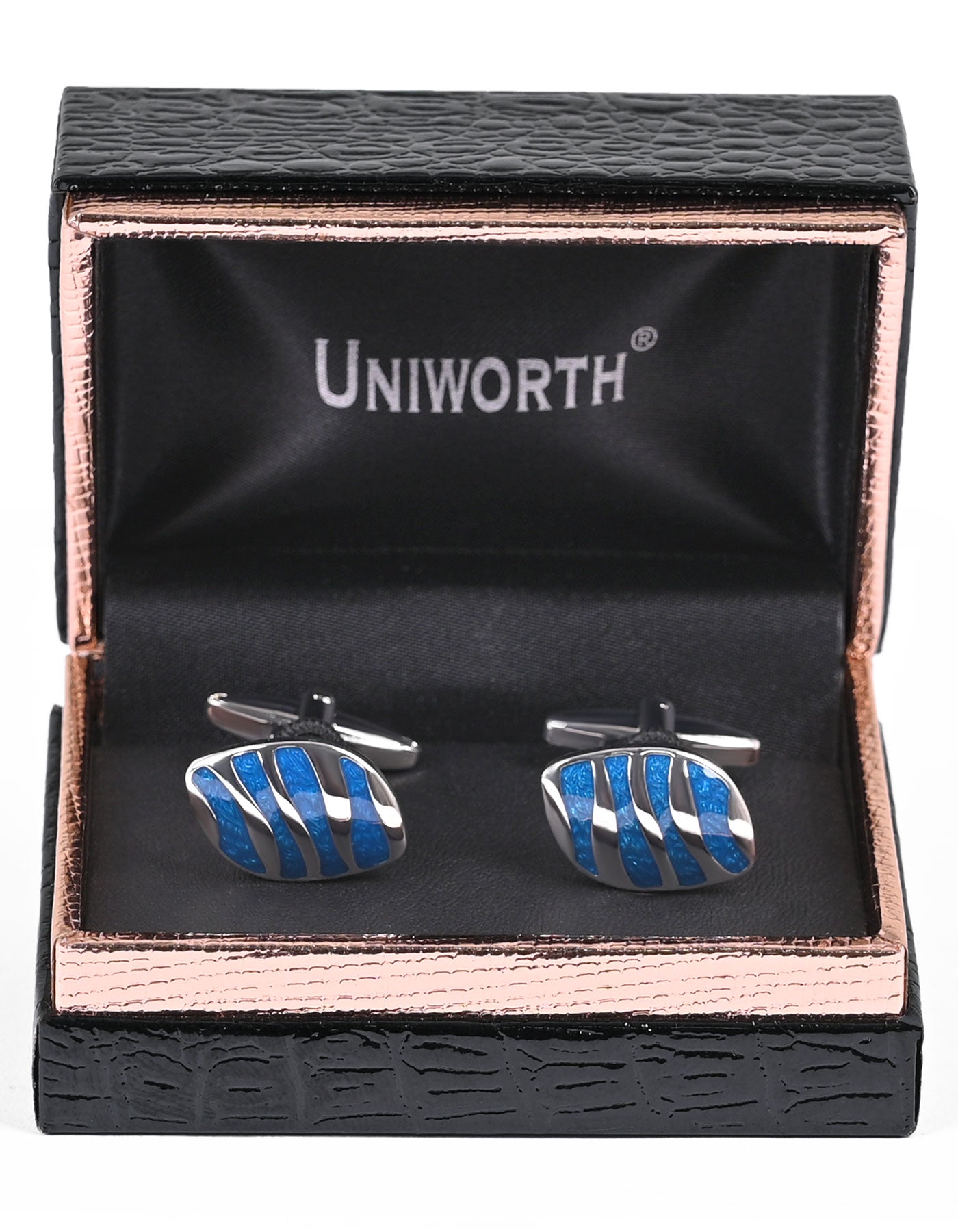 Silver/Blue Oval Cufflink